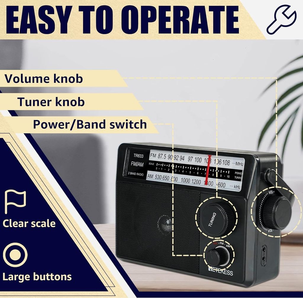 Retekess TR633 Radio Portatile, AM FM Radio,Transistore - Foto 9