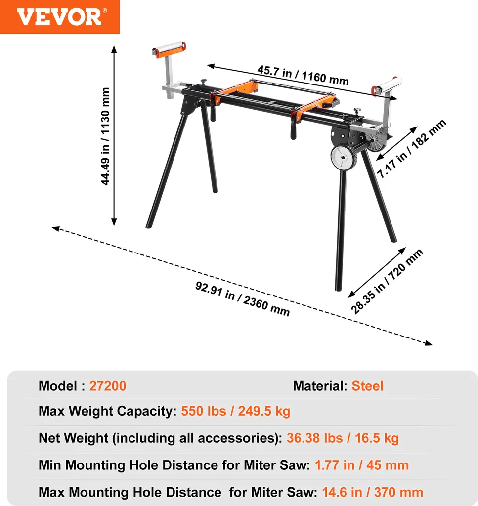 Établi de sciage universel VEVOR - Support réglable pour scie à onglet - 7