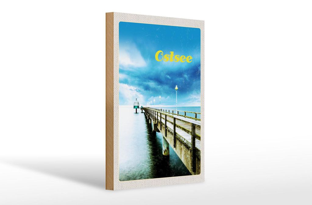 Holzschild Reise 20x30cm Ostsee Deutschland Gehweg Strand