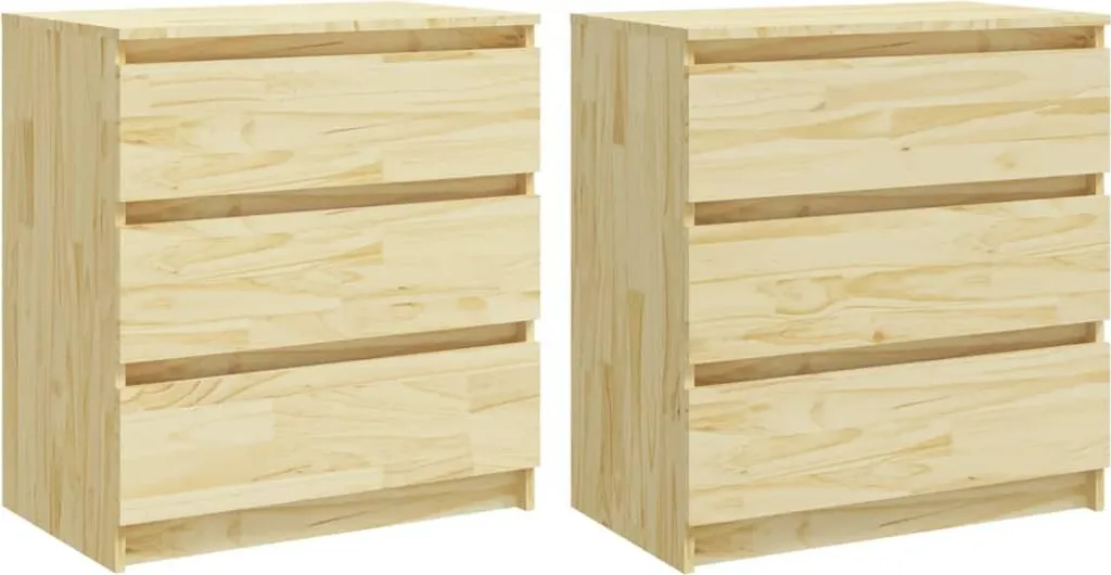 Table de chevet en bois de pin massif 60 cm - Ensemble de 2 unités chic