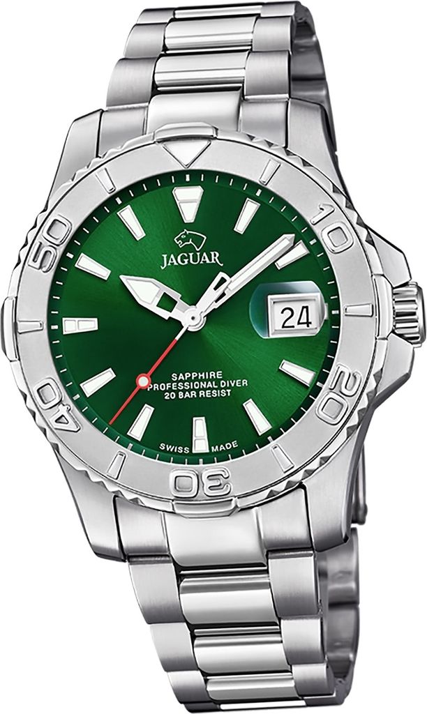 Jaguar Edelstahl Herren Uhr Analog Elegant Armbanduhr silber Pro Diver D2UJ969/1