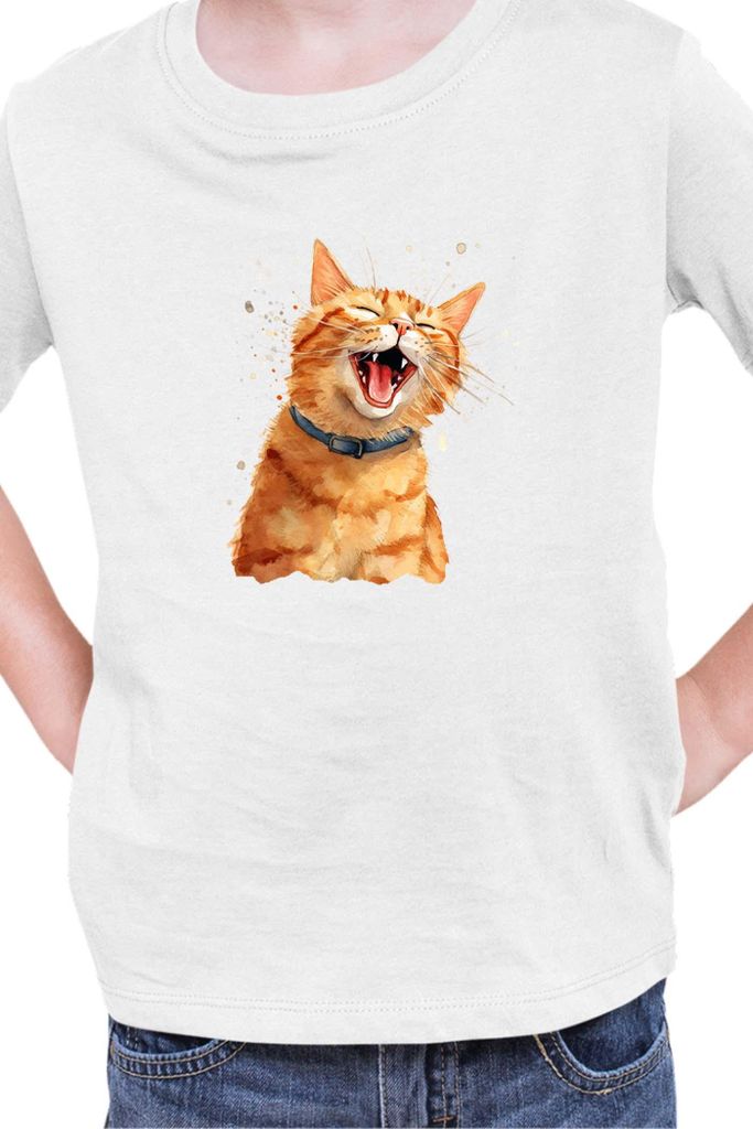 Kinder T-Shirt Funny Cats Breeds American Shorthair Cat, 3-4 Jahr - 104 / Weiß