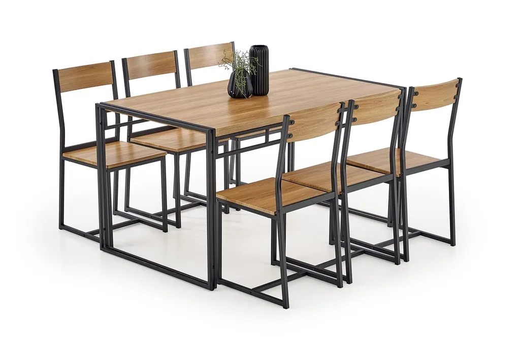 Ensemble repas complet Bolivar - Table rectangulaire et 6 chaises design