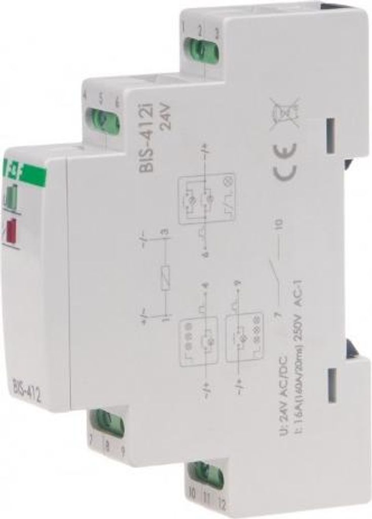 F&F | Bistabiler Relais BIS-412 - 24V - Kompakt - Elektronisch - Gruppensteuerung - LED-Anzeige