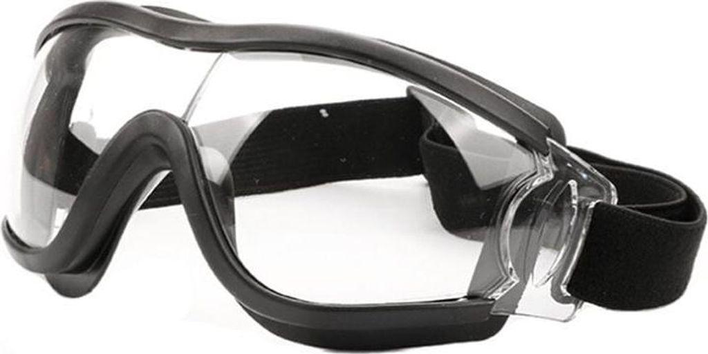 Perfekt sitzende Arbeitsschutzbrille. Staubdichte Schutzbrille mit universeller Passform. Überbrille. Kratzfeste Augenpartie. Schwarz