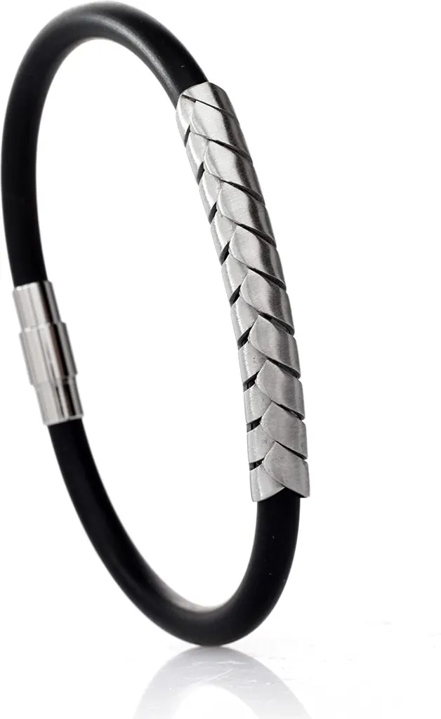 Bracciale Sportivo Uomo Caucciù e Acciaio Satinato SB8984.21cm