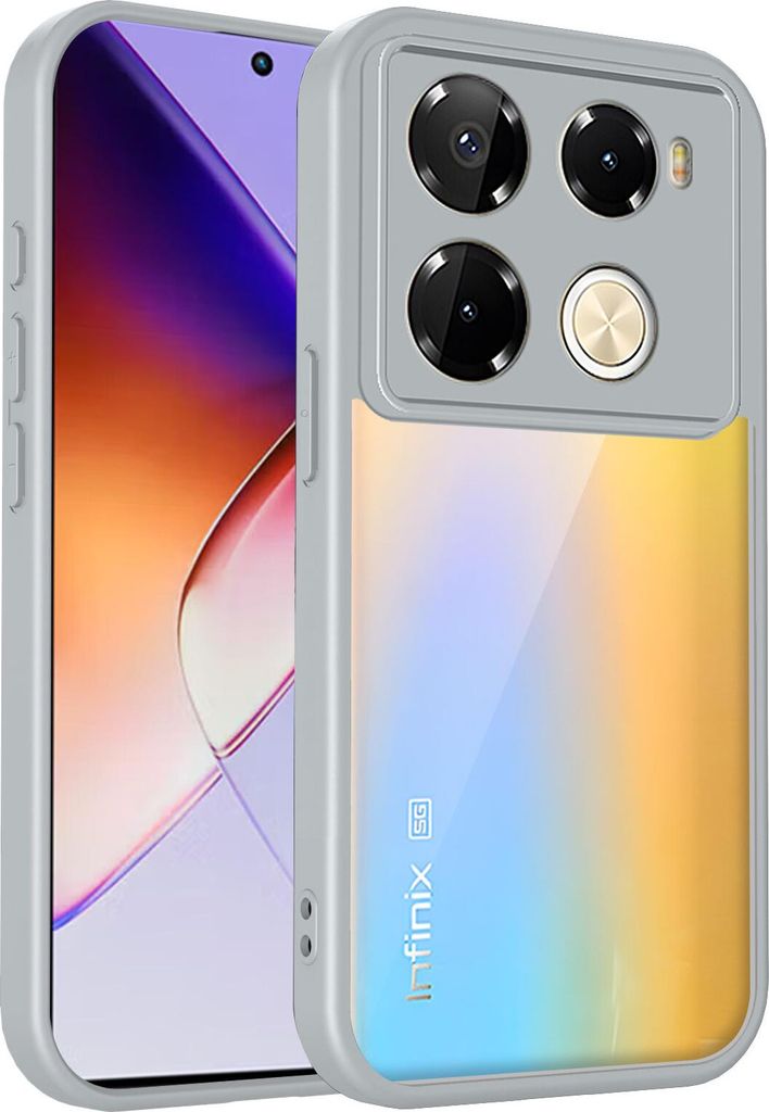 Hülle für Infinix Note 40 Pro 4G/Note 40 Pro 5G/Note 40 Pro+/Note 40S Transparente Rückseite TPU Bumper Stoßfest Handyhülle Grau