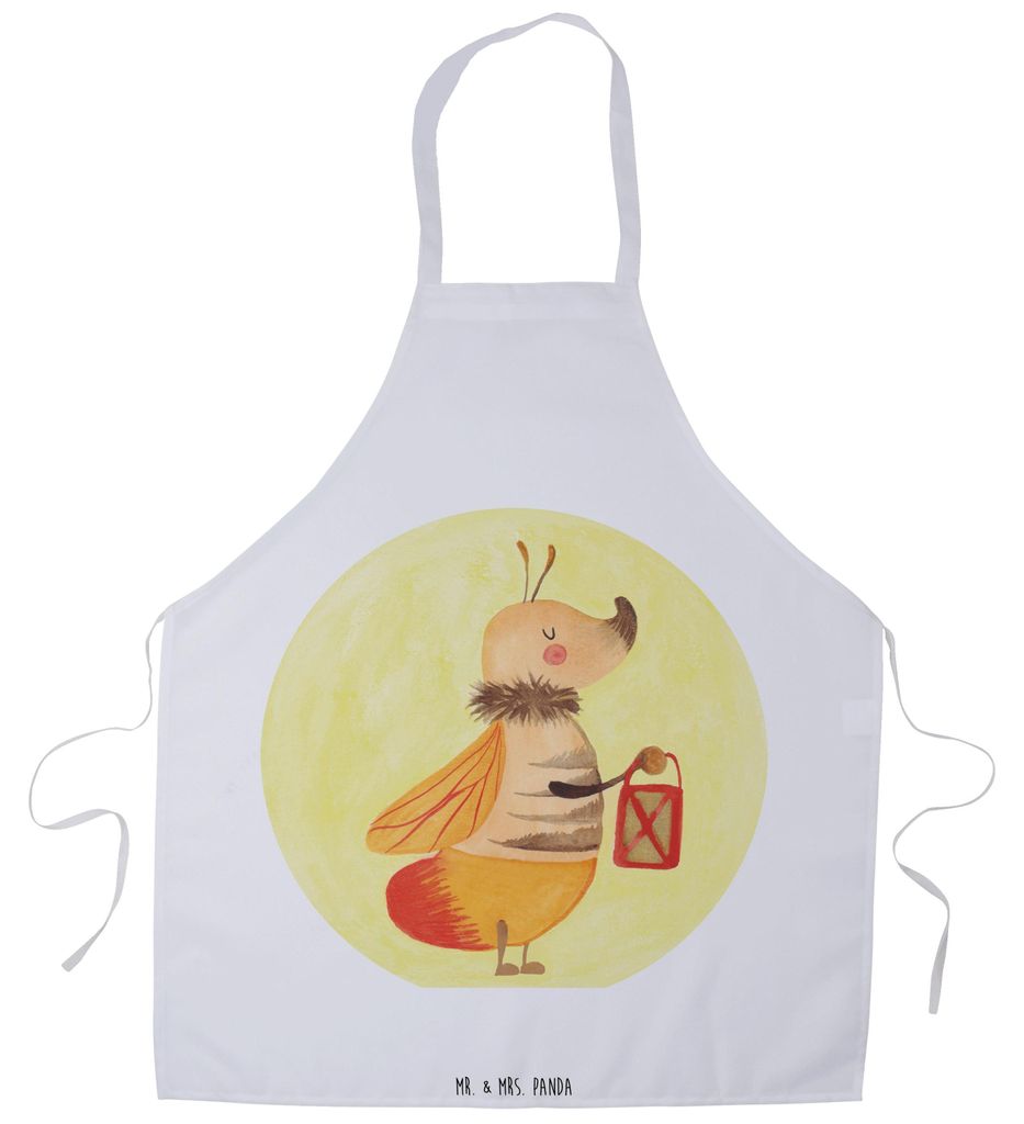 Mr. & Mrs. Panda Servierschürze Glühwürmchen - Weiß - Geschenk, Vorbinder, Grillschürze, Kochkleidung, Falter, Verlobung, Schürze, Liebesspru...
