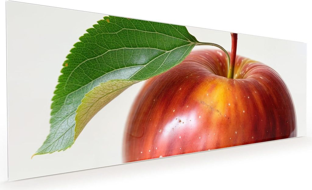 Küchenrückwand Spritzschutz Glas mit Motiv Roter Apfel Mit Blatt 40 x 40 cm