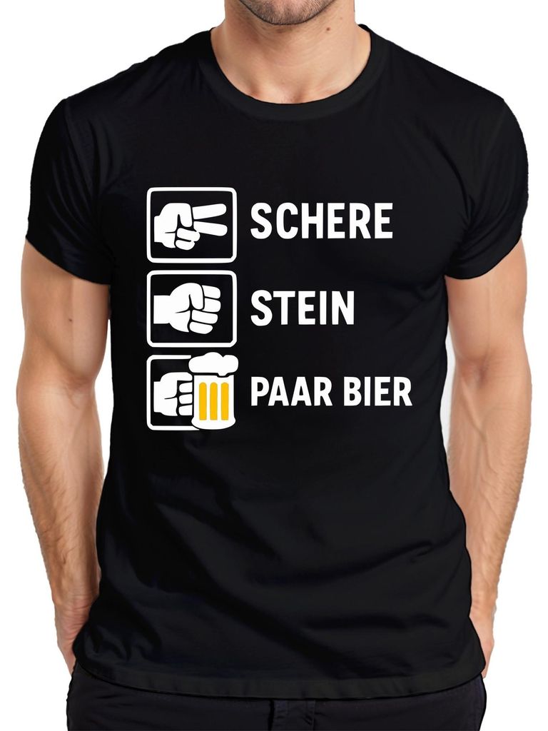 Schere Stein Paar Bier Lustig Spruch Party Bierliebhaber Produktbild 