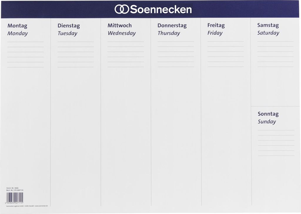 Schreibunterlage 3666 58,9x41,9cm Papier 20 Blatt weiß/blau Packung mit 5 Stück