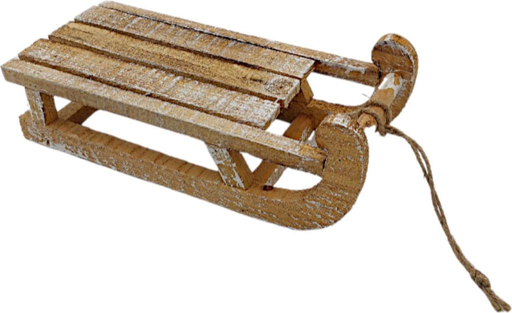Schlitten aus Holz Dekoschlitten Holzschlitten Weihnachtsdeko Winterdeko 31x14cm, Farbe:natur