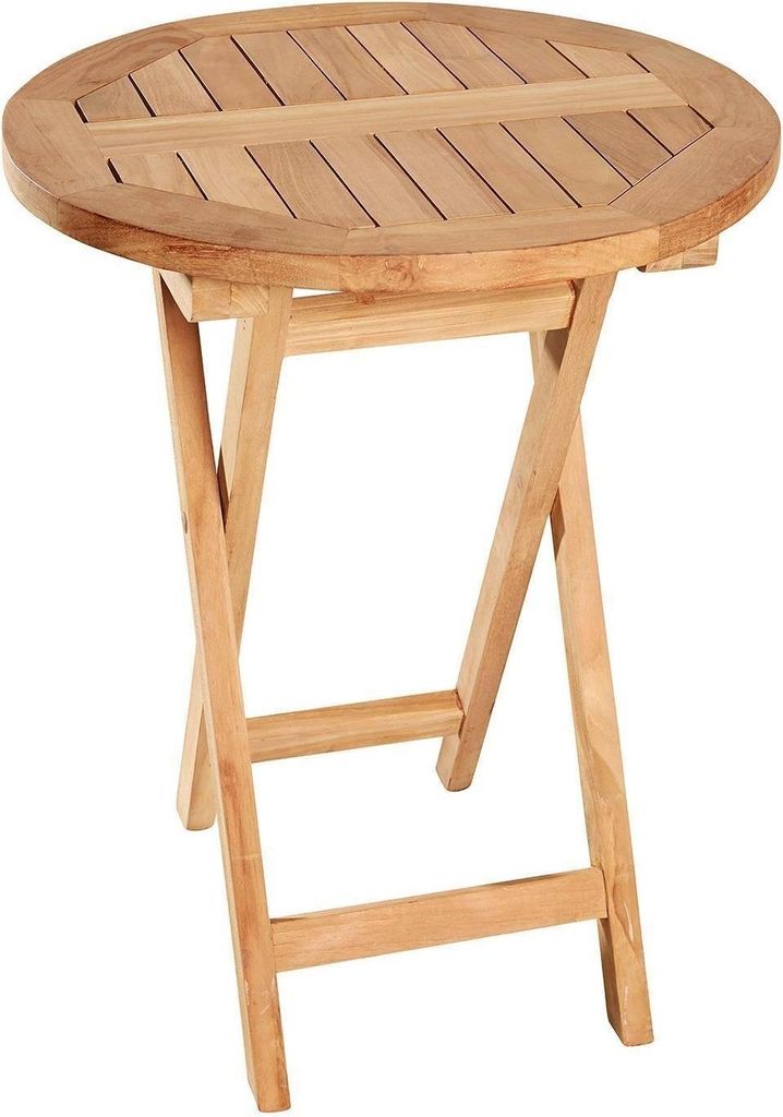 Gartentisch - Ø 70 cm - Braun - Teakholz massiv