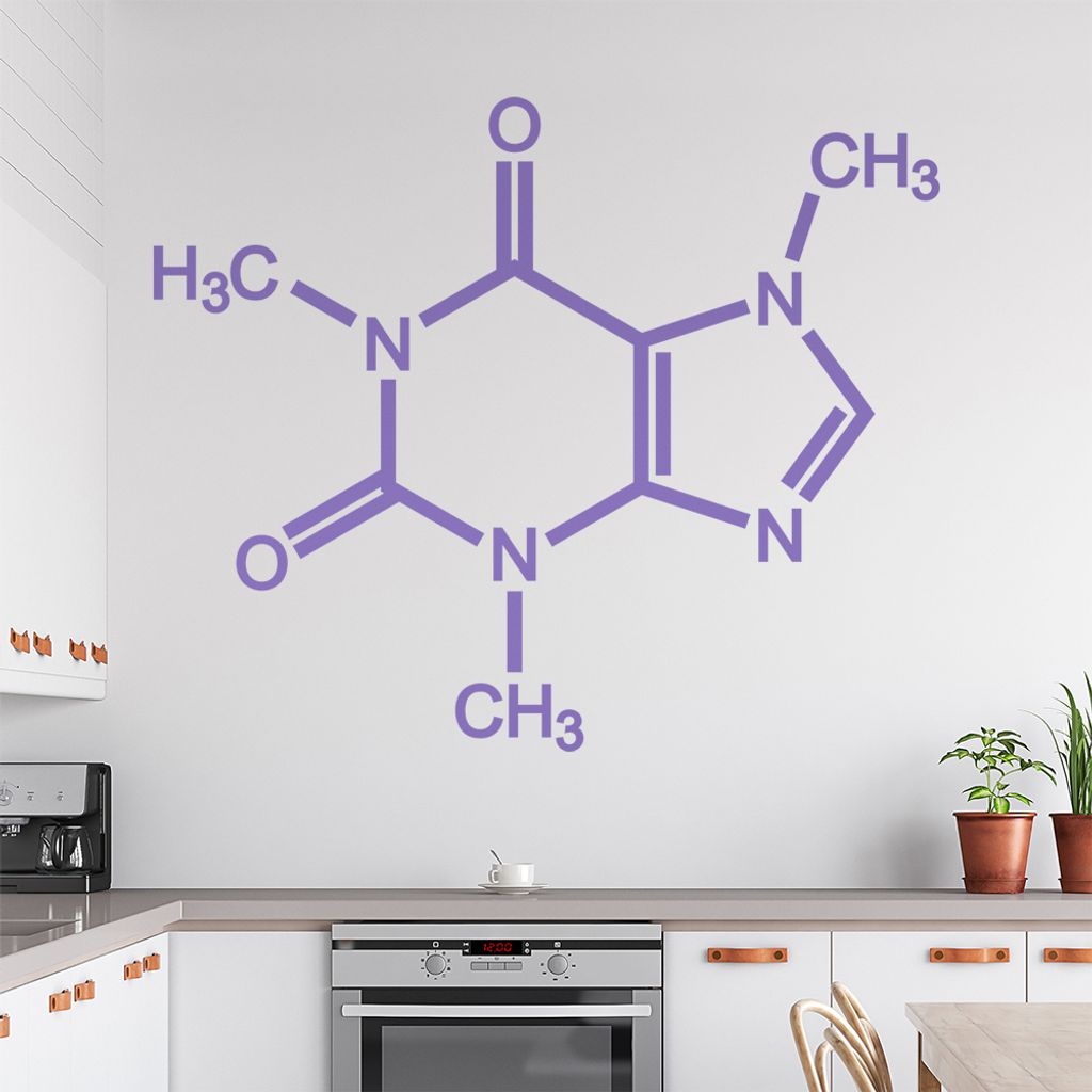 Coffein Koffein Kaffee Wandtattoo in 6 Größen - Wandaufkleber Wall Sticker - Dekoration, Küche, Wohnzimmer, Schlafzimmer, Badezimmer