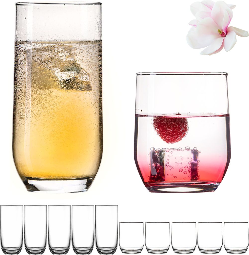 PLATINUX Elegante Trinkgläser aus Glas 240ml & 360ml Set 12-Teilig Wassergläser Saftgläser Trinkglas Spülmaschinenfest
