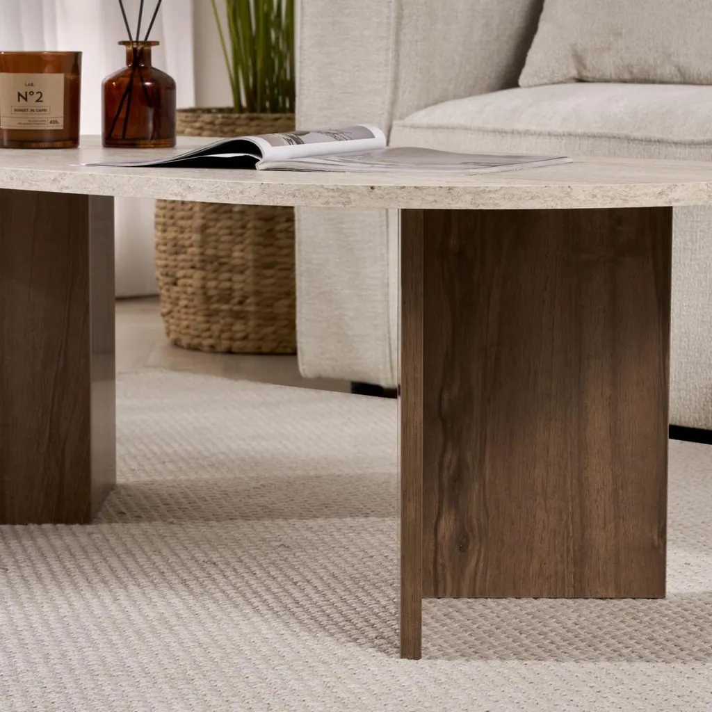 Table basse ovale anti-choc pour salon étroit, modèle compact IRIS - 6