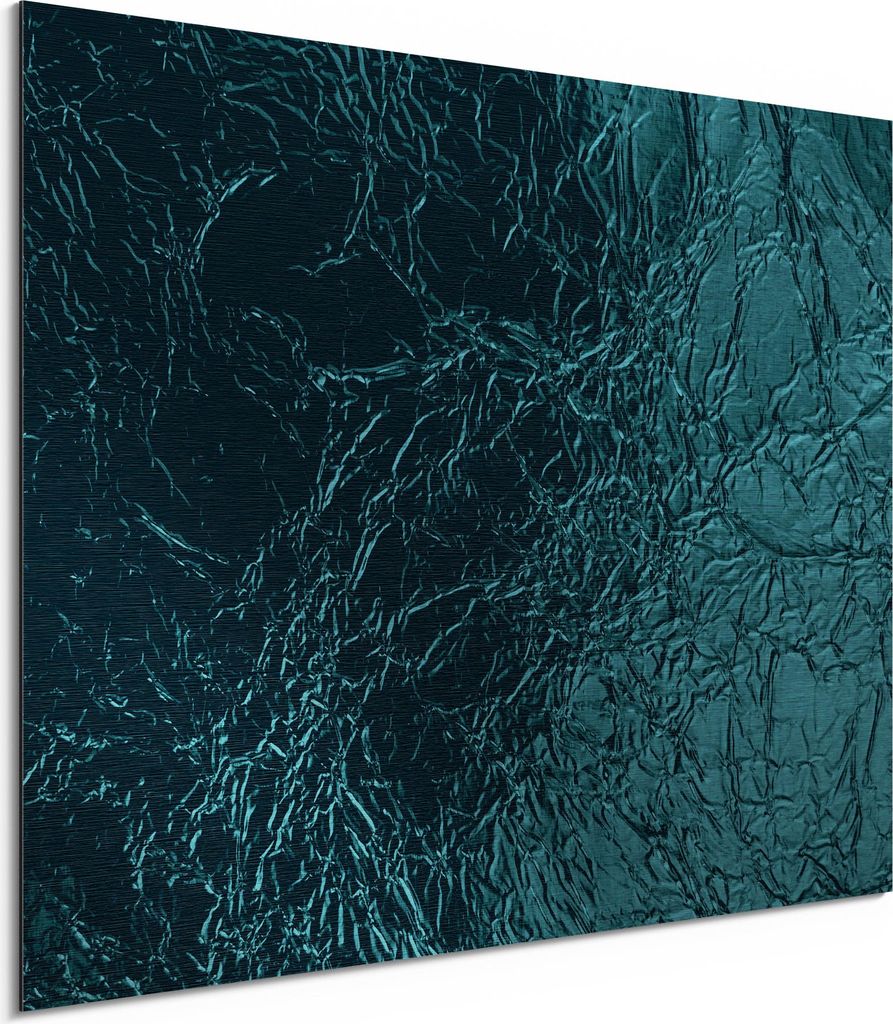 DEQORI Alu-Dibond Bild Silber 80x60 cm 'Verformte Folienoptik' Wandbild Metall dünn