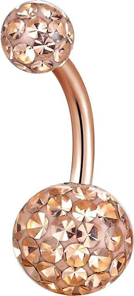 Gioiello Ombelico Titanio Oro Rosa Cristalli Pesca Karisma 10mm G23