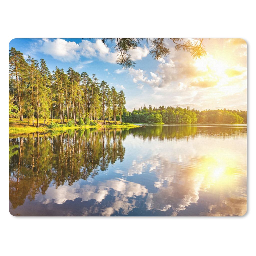 MuchoWow Mauspad Mousepad Bäume - Wasser - Sonne 23x19 cm - Mousepads - Maus Mat - Pad - Mausunterlage - Schreibtischunterlage - Mauspad