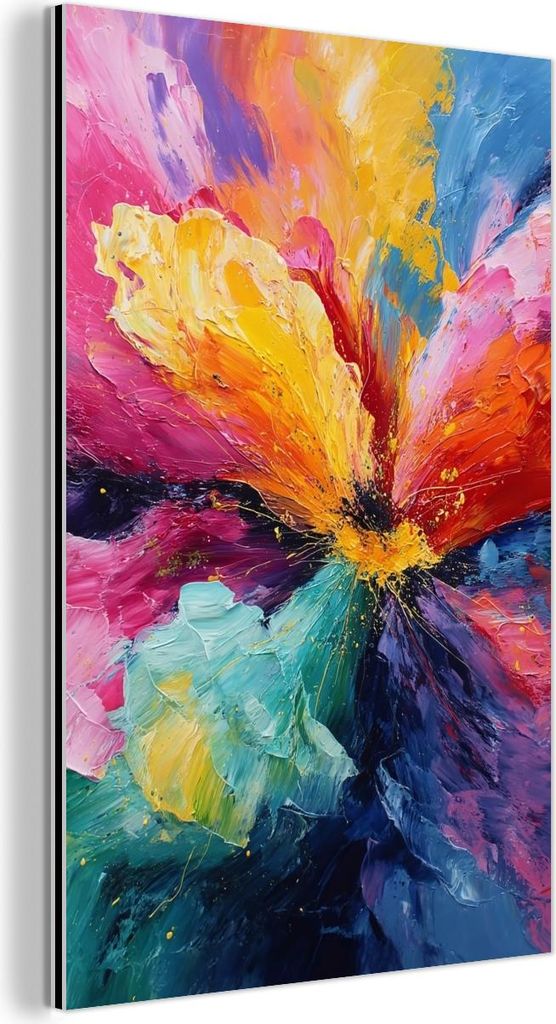 MuchoWow Wanddekoration Metall Metallbild Wandkunst 40x60 cm Blumenexplosion - Mehrfarbig - Bewegend MuchoWow Aluminium Gemälde - Wanddekoration a...