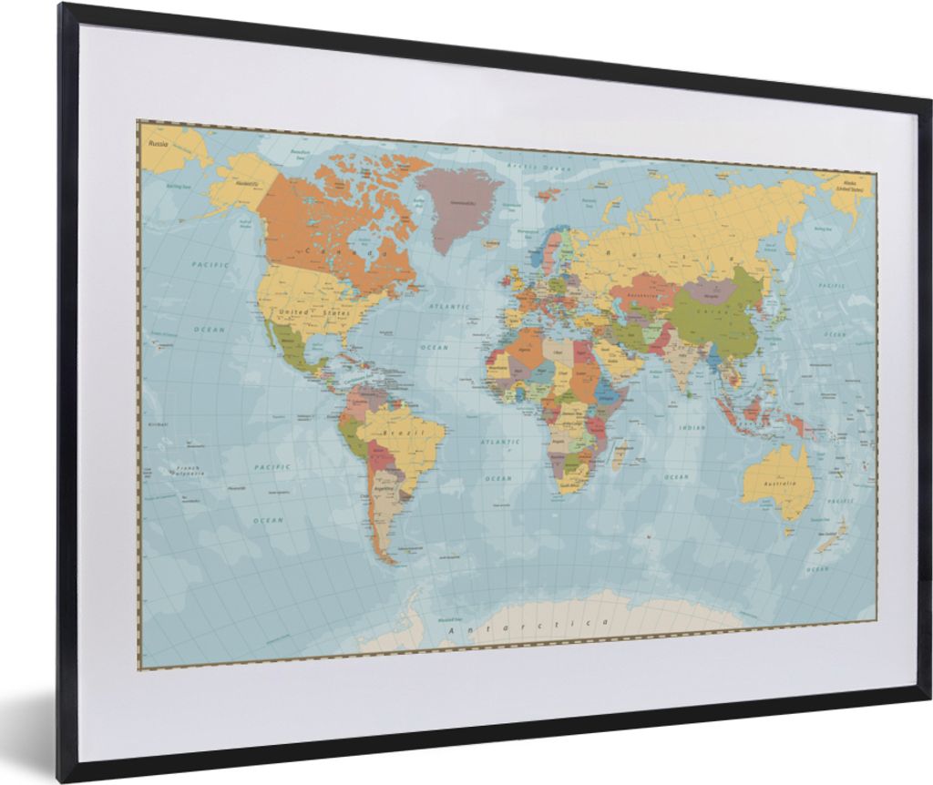 MuchoWow® MuchoWow® Gerahmtes Poster Weltkarte - Farben - Produktbild 