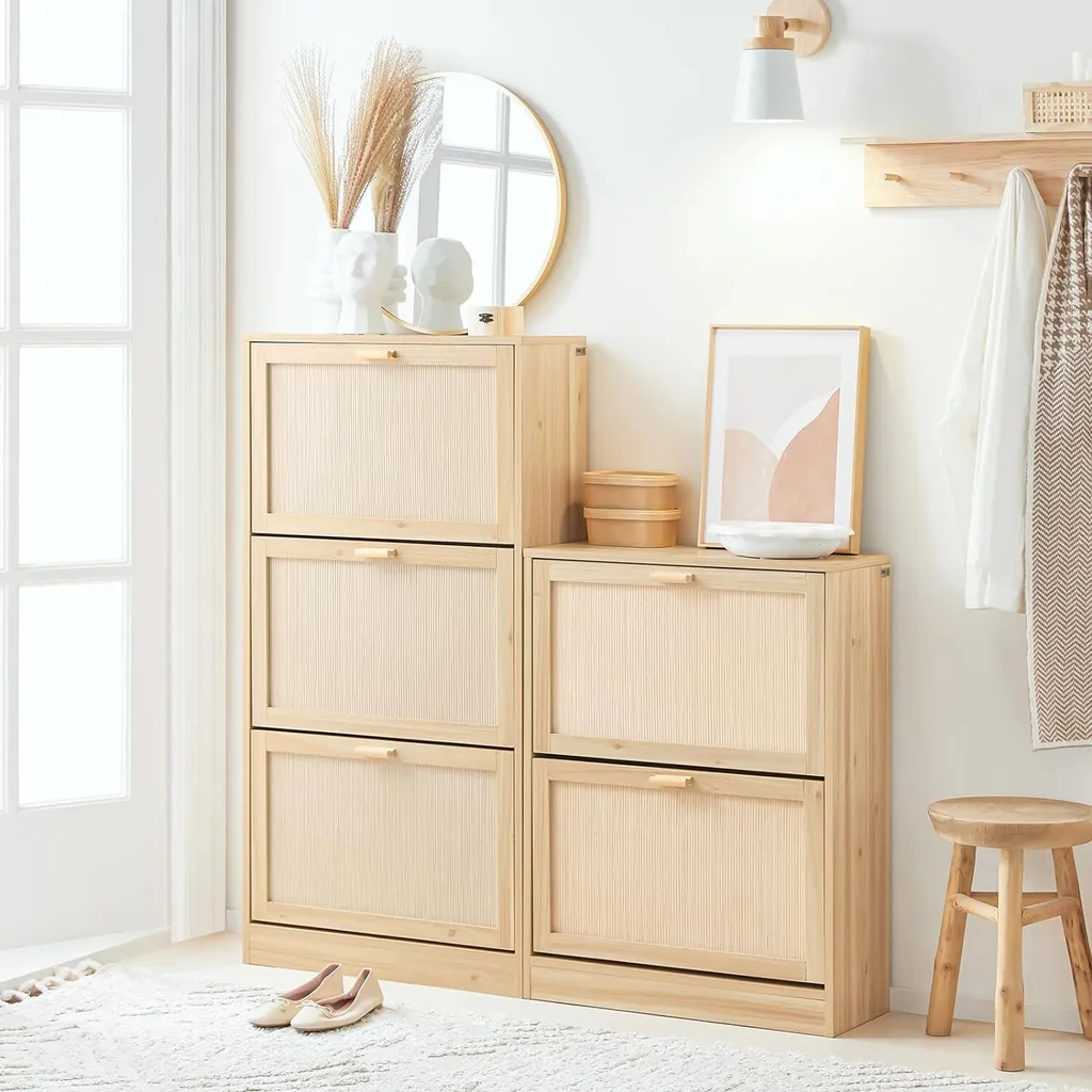 Étagère à Chaussures à 2 Compartiments Basculants Meuble Compact Blanc - 9