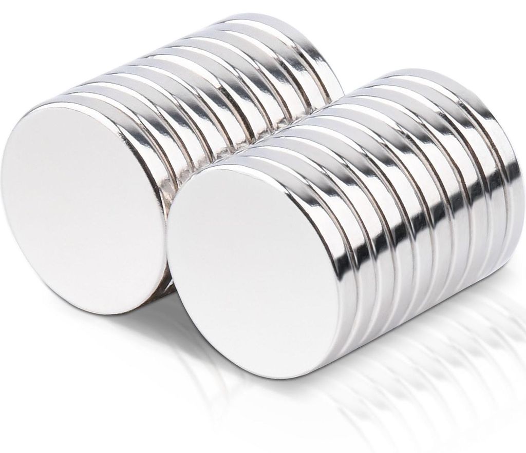 20 Neodym-Magnete, 15 x 2 mm, extra stark, große runde Magnete für Kühlschrank, Whiteboard, Magnettafel, Büro