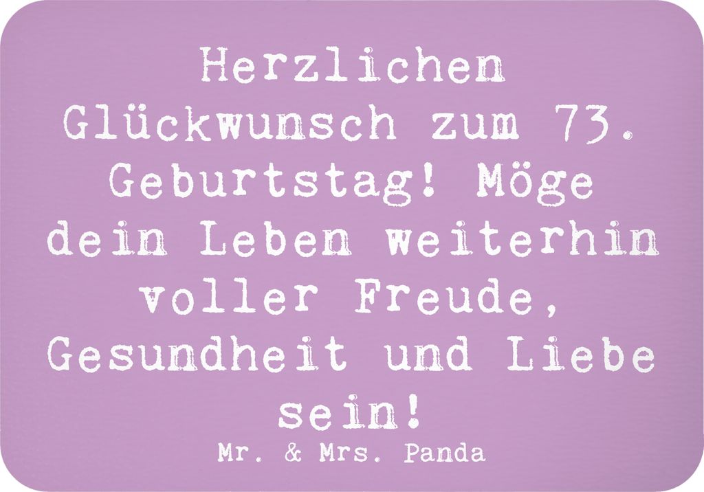 Mr. & Mrs. Panda Kühlschrankmagnet Spruch 73. Geburtstag - Lavendeltraum - Geschenk, Geburtstagsgeschenk, whiteboardmagnet, büromagnet, magnet, G...