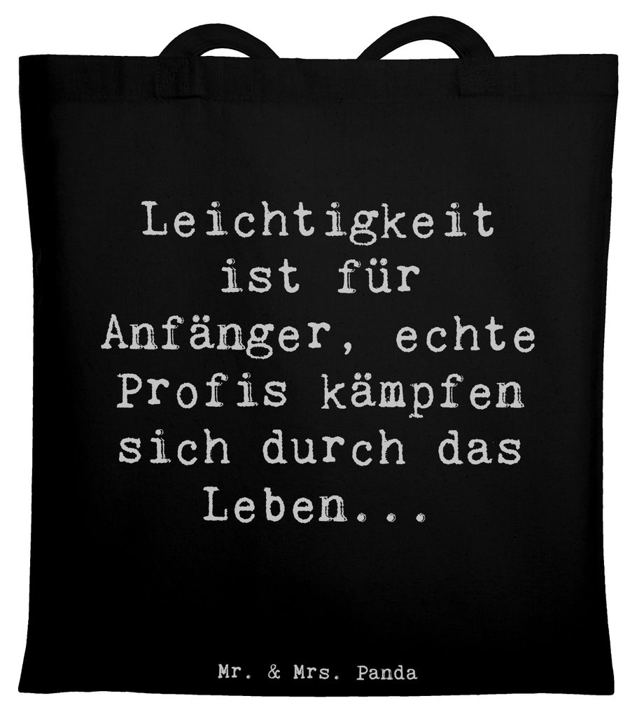 Mr. & Mrs. Panda Shopping Tasche Spruch Leichtigkeit für Profis - Schwarz - Geschenk, Laptoptasche, Stärke, Möglichkeiten, Inspiration, Beutel, ...