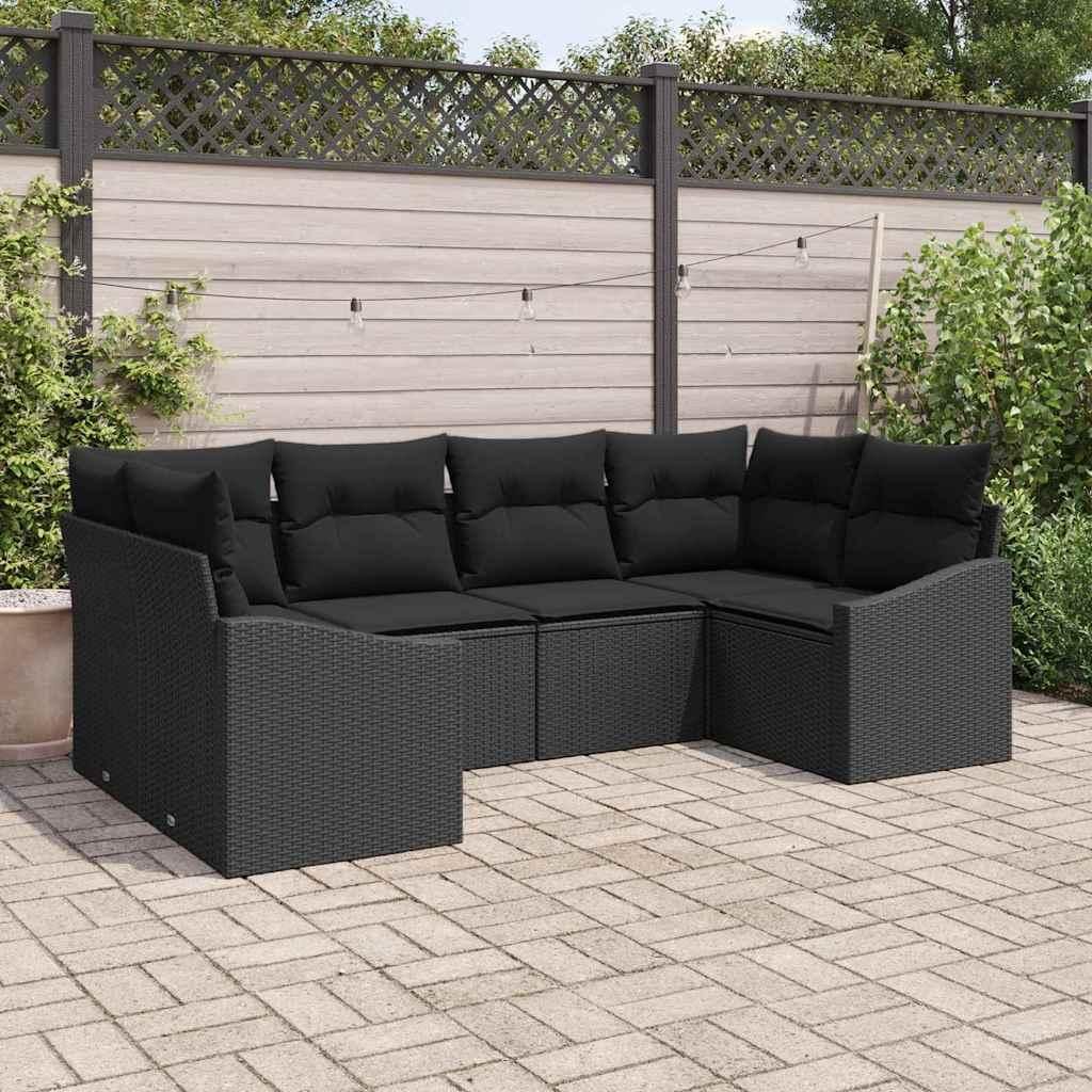 Maison Exclusive - Sofa Set mit Kissen 6 pcs Schwarz Poly-Rattan