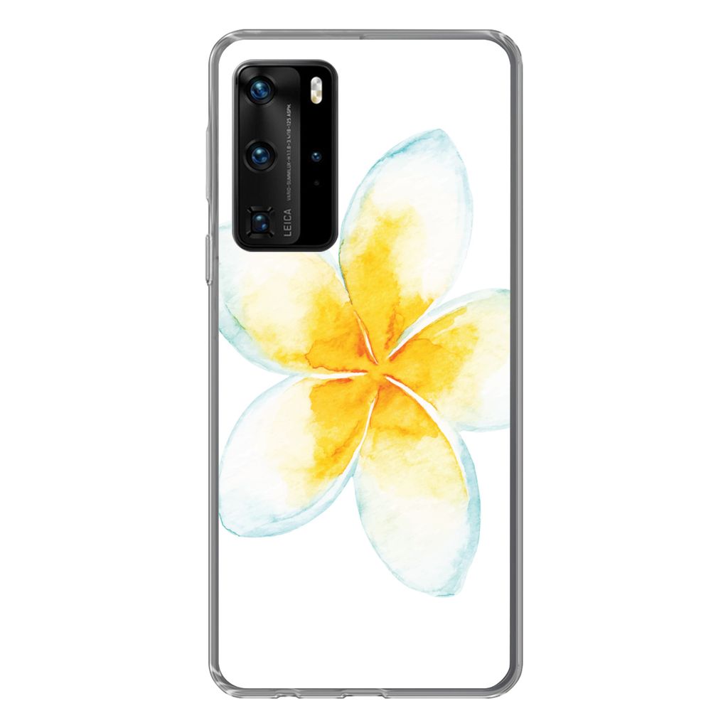 MuchoWow Handyhülle Schutzhülle Hülle für Huawei P40 Pro Aquarellfarbe - Blume - Tropisch Silikon Softcase Handy Hülle - Schutz