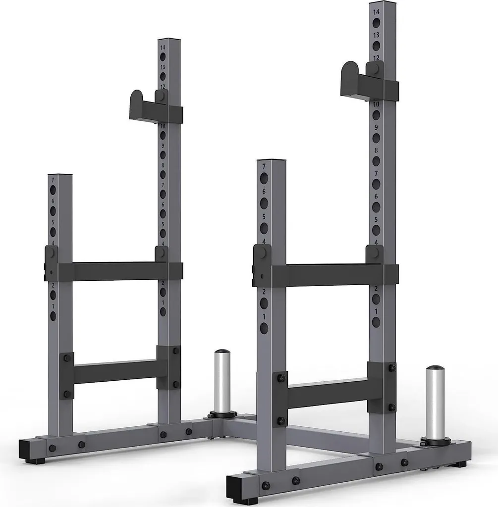 Support de Barre de Musculation Réglable pour Squat et Développé Couché