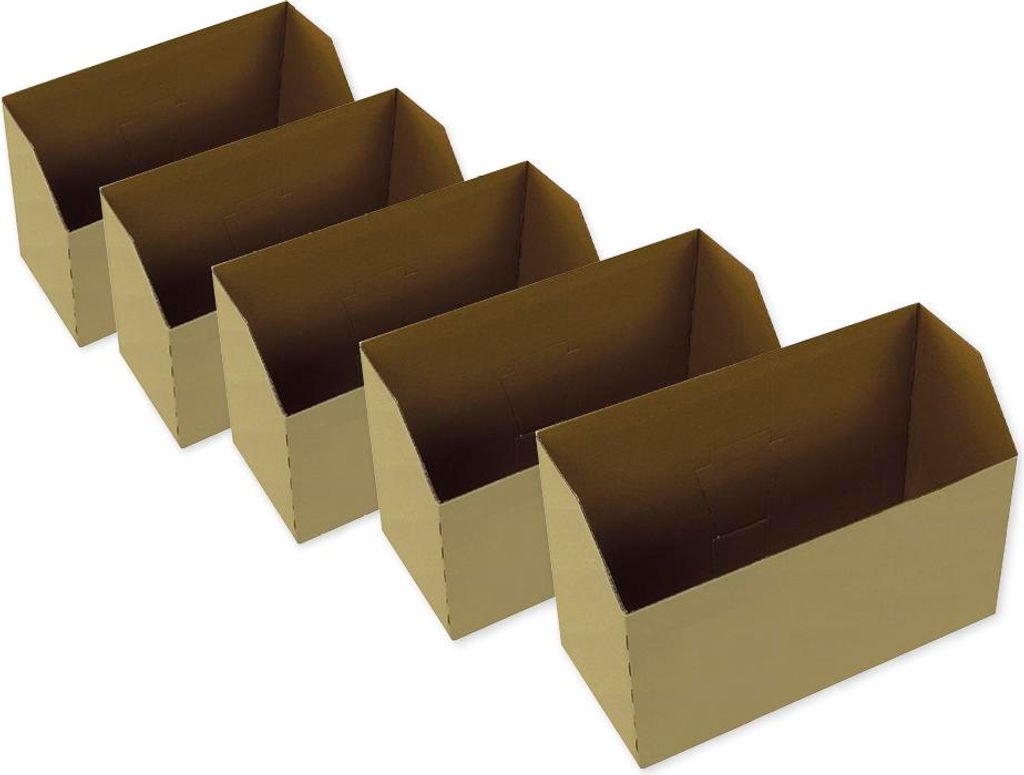 TimeTEX Set Natura-Karteikasten aus Pappe A5, nach vorne abfallend, planliegend, 5 Stück