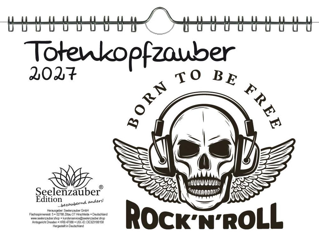 Totenkopfzauber DIN A5 Kalender für 2027 Skull Totenkopf Bones Gothik - Seelenzauber