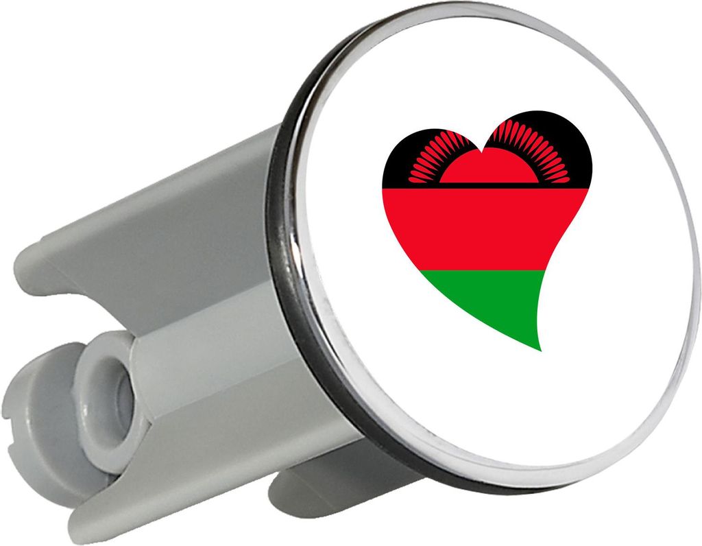 Huuraa Waschbeckenstöpsel Malawi Flagge Herz 4cm höhenverstellbar Abflussstopfen Geschenkidee