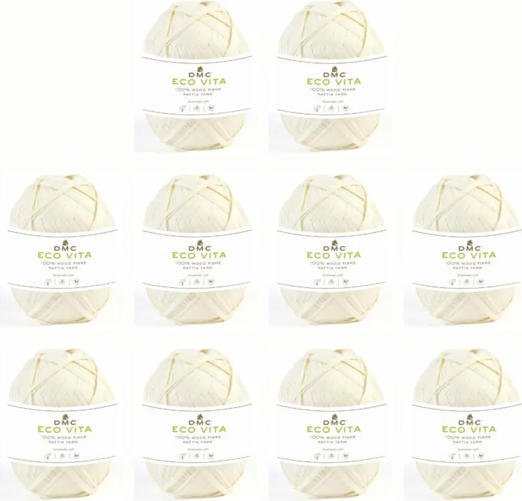 Fil de bois DMC Eco Vita Raffia pour chapeaux et sacs DIY - Lot de 10 pcs