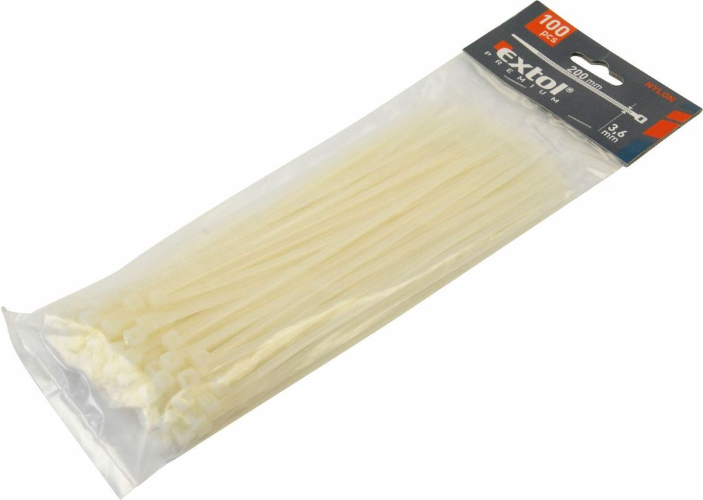 Pásky na vodiče bílé, 150x2,5mm, 100ks, NYLON