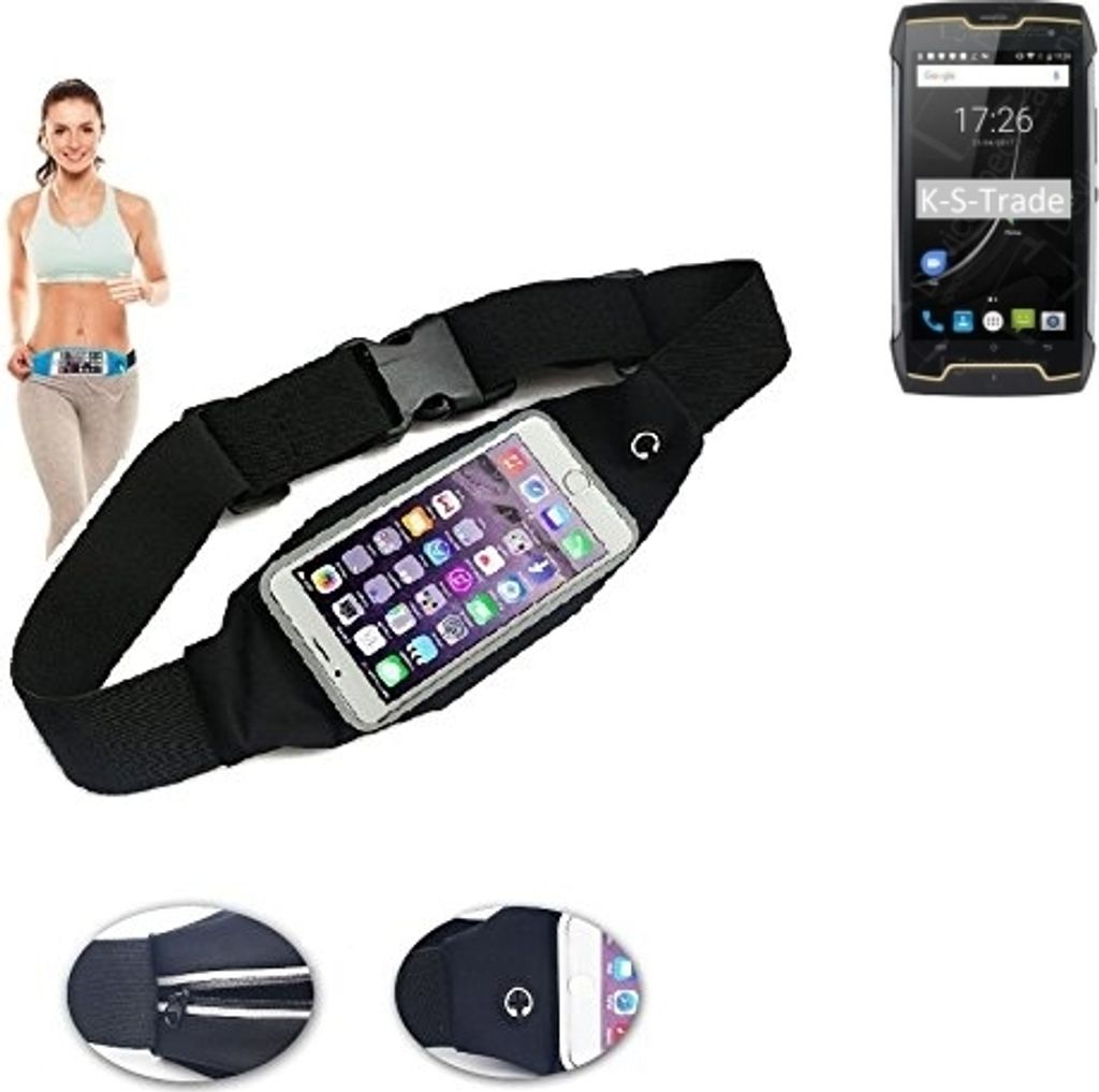 K-S-Trade Jogging-Armband kompatibel mit Cubot King Kong CS Gürteltasche Umhängetasche Bauchtasche schwarz Sport Running Jogging Fitness Laufen