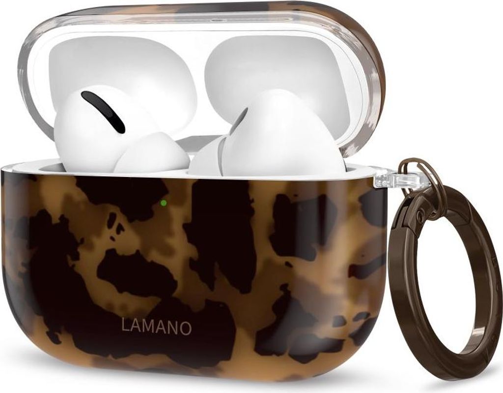 Schutzhülle für Apple AirPods Pro 1 / 2, Tech-Protect Lamano, Braun mit Panter
