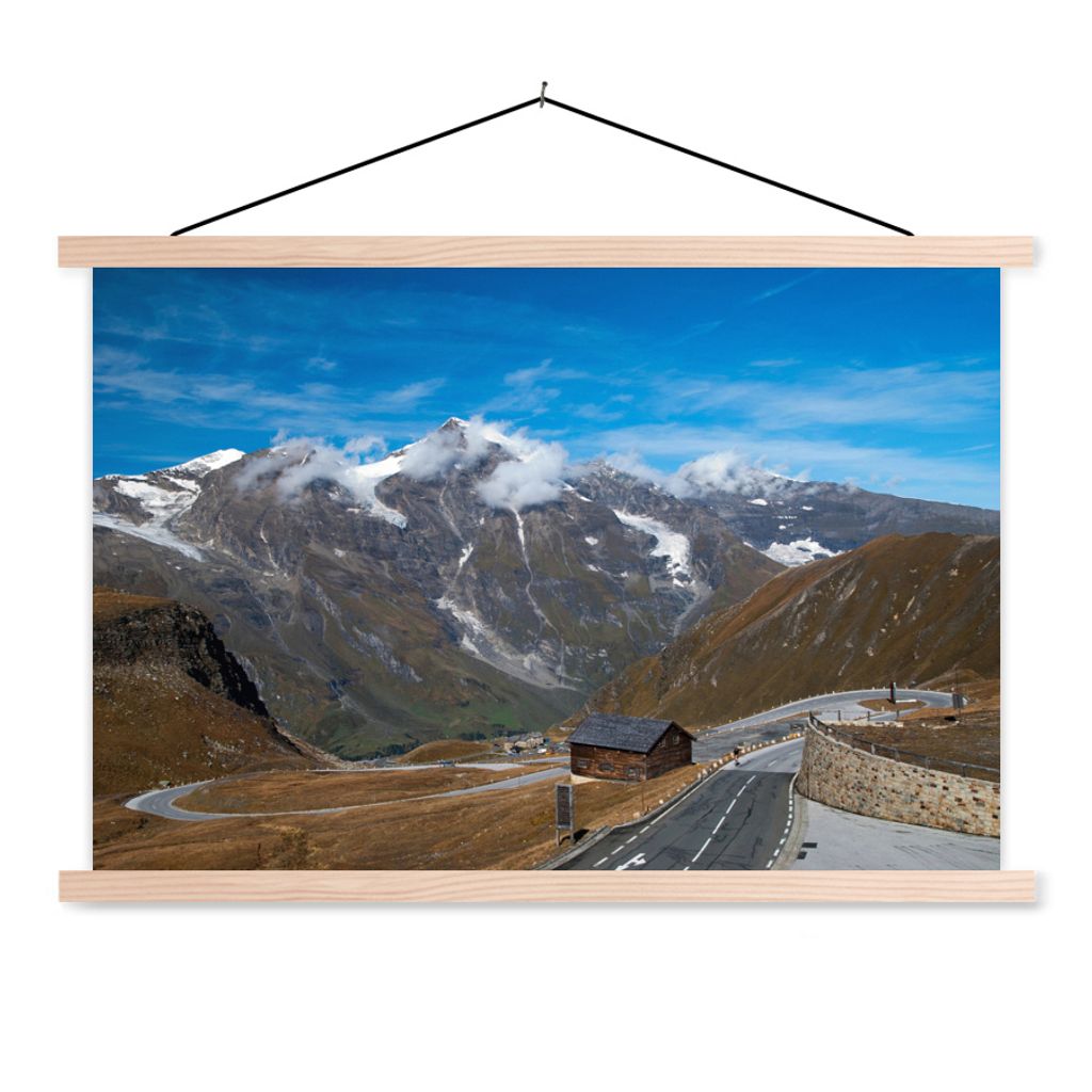 MuchoWow Textilposter Die Großglockner Hochalpenstraße mit den Berggipfeln in Österreich 60x40 cm mit holzfarbenen Rahmen - Bilder