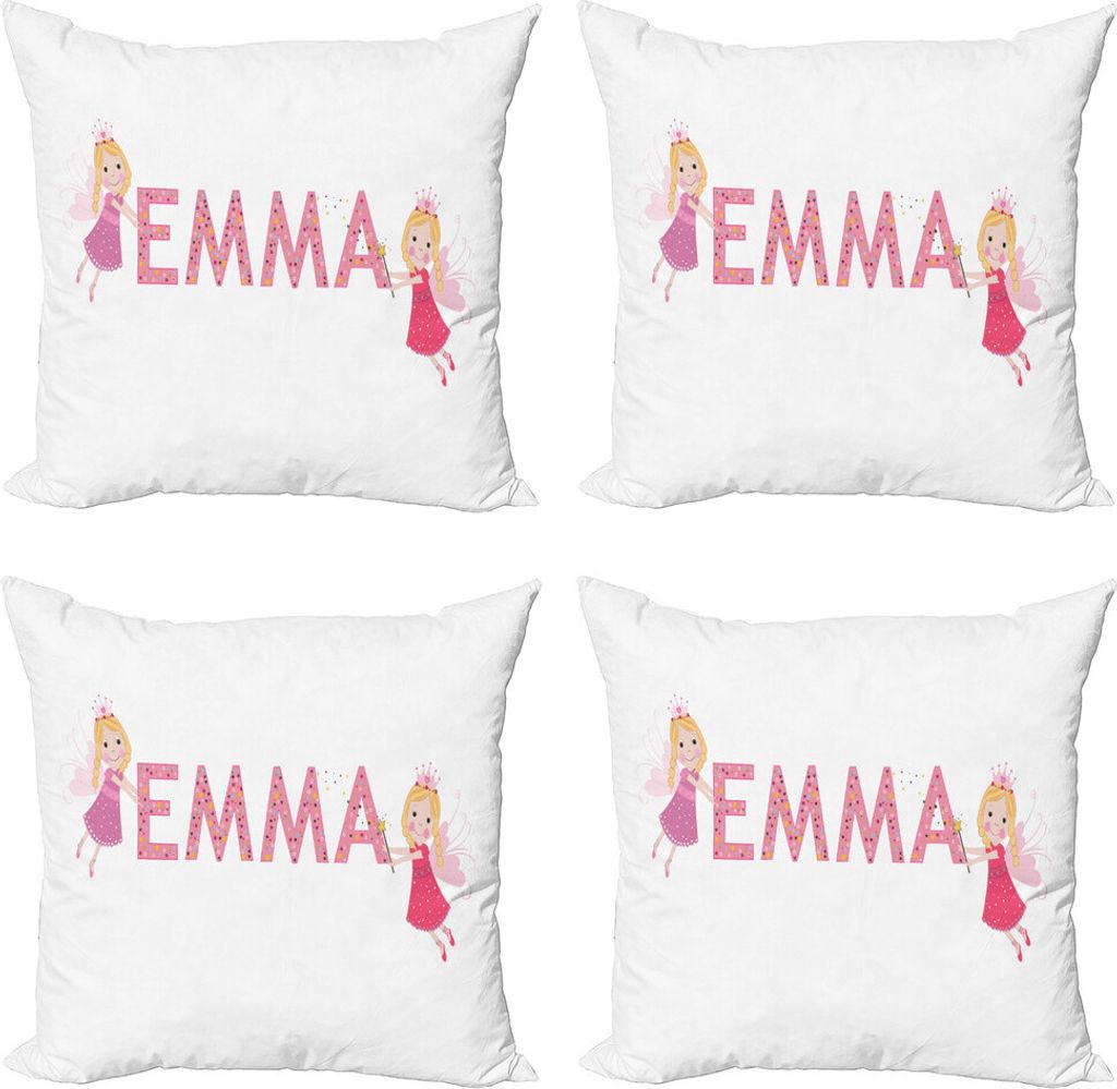 ABAKUHAUS Emma Kissenbezug Set (4 Stück), Fairy Princesses, Moderner Doppelseitiger Digitaldruck, 45 cm x 45 cm, Mehrfarbig