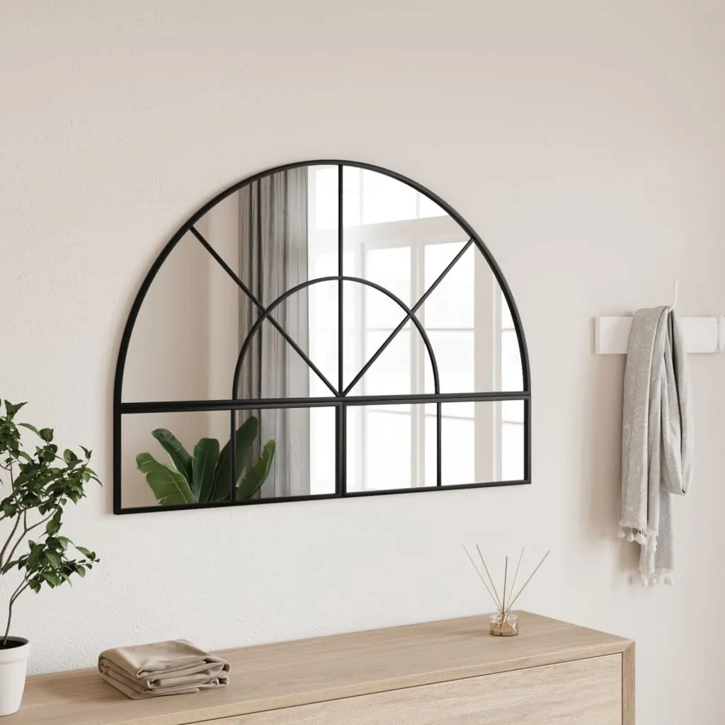 Miroir mural noir 100x70 cm bombé en fer design industriel 3200610
