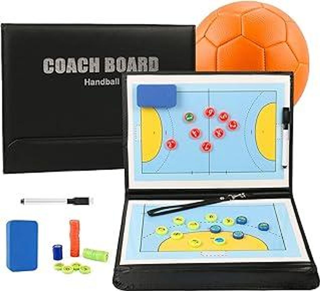 Joyeee Handball Taktiktafel Tragbar Planen Strategie Coach Board Magnetisch Taktikmappe mit Magnet Radiergummi Marker Stift Ausrüstung Zubehör f...