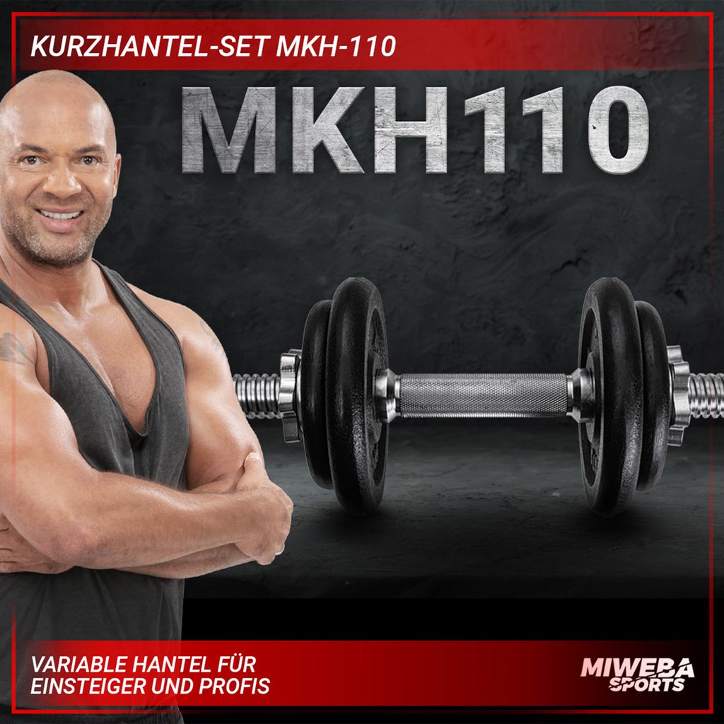 Miweba Sports Profi Hantel-Set MKH110, 10 kg, 2 x 2.5 kg & Produktbild 2
