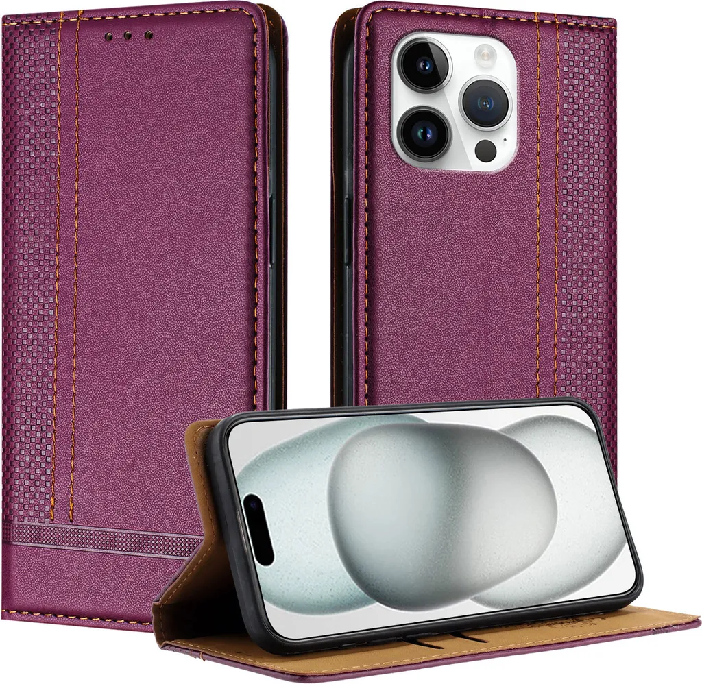 Custodia Slim iPhone 13 Pro Pelle Viola | Stand Invisibile - 1