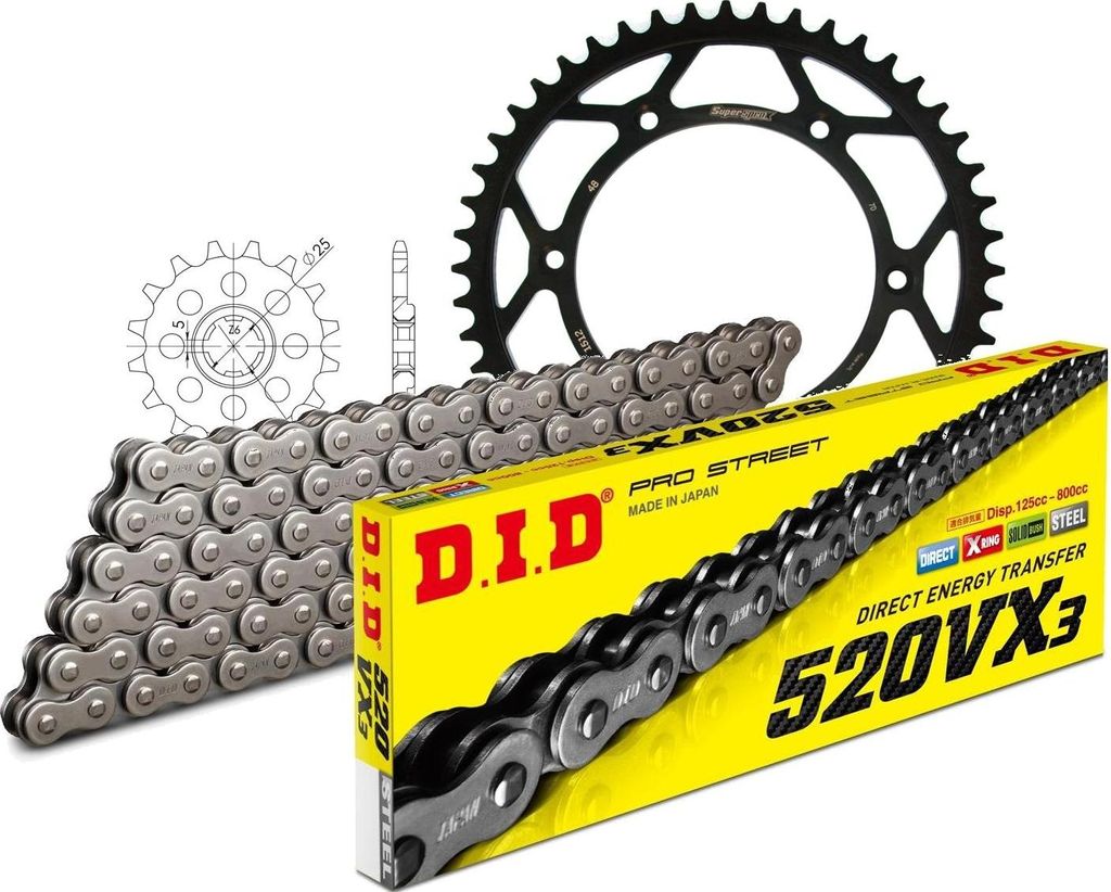 Kit Stahl passend für Husqvarna WR360 92-98 14-48-114 DID520VX3 Niet