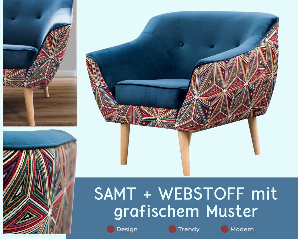 Blau Muster Sessel mit grafischem GUTTO