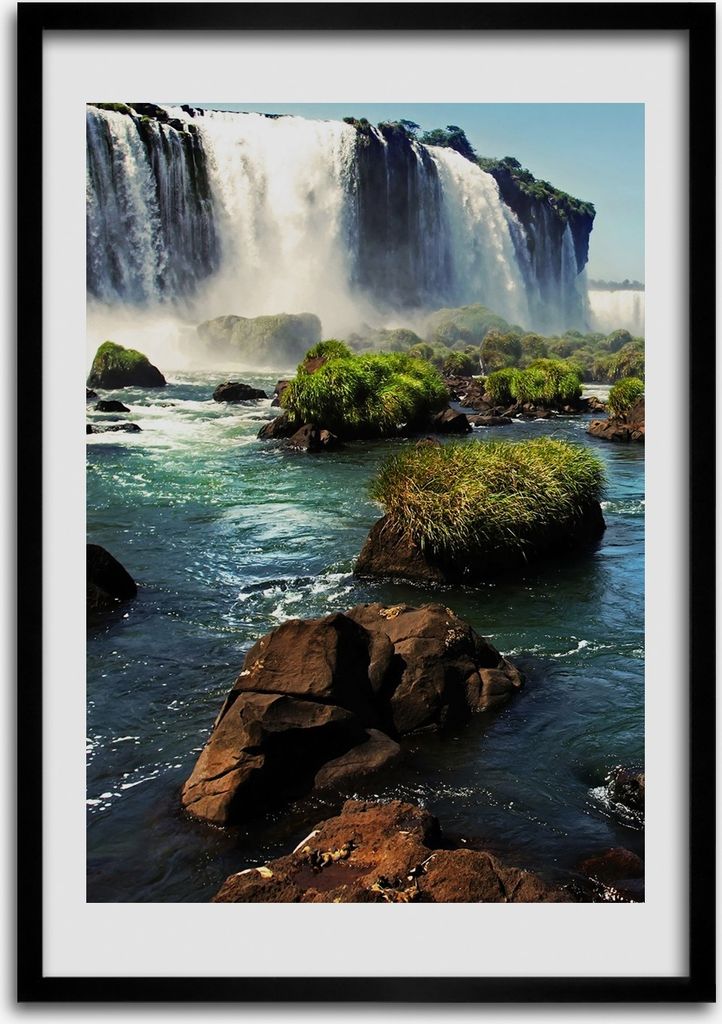 Bild - Bilderrahmen - Foto - 70 cm x 100 cm - MDF - Rahmen - Wandkunst - Wasserfall Igaz