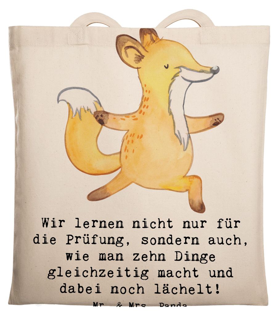Mr. & Mrs. Panda Tote Bag Auszubildende Lächeln - Transparent - Geschenk, Lehrlinge, Berufsleben, Berufsalltag, Ausbildung, Beutel, Berufe, Shoppi...
