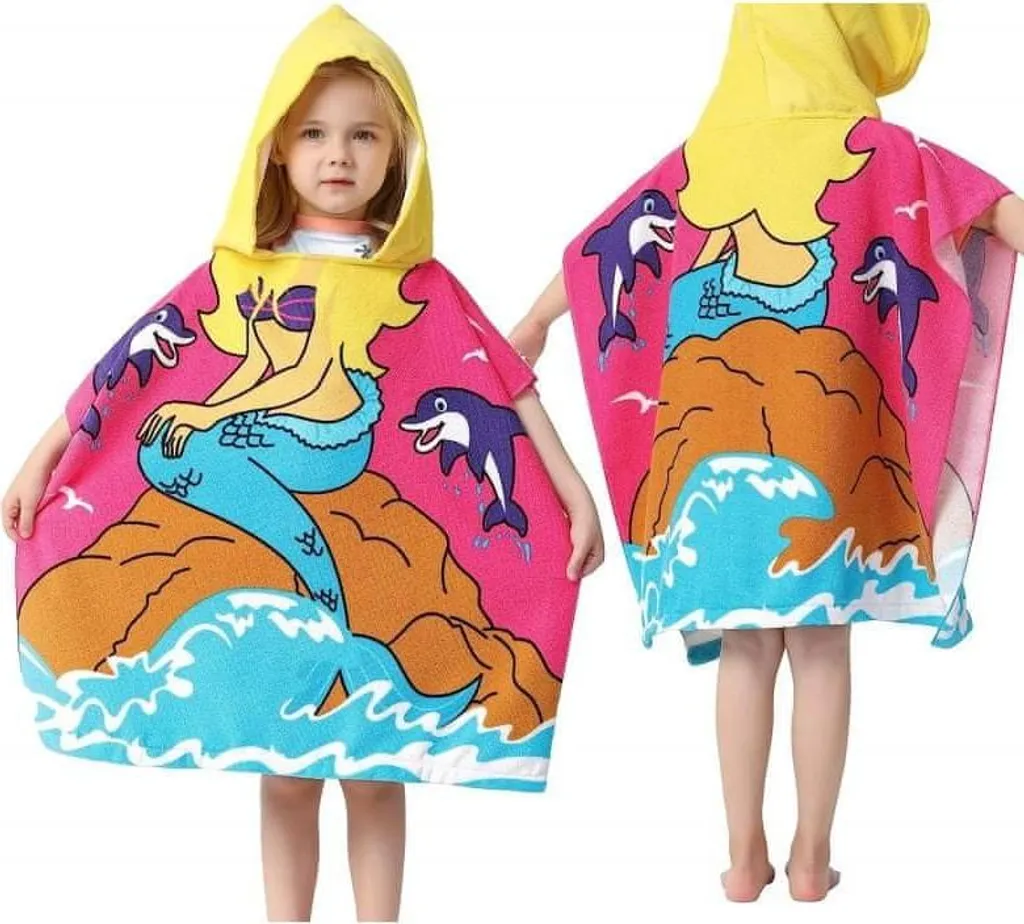 Morbuy Poncho Surf Accappatoio Asciugamano Poncho, 3D Nuvola Arcobaleno Poncho da Bagno per Bambini Adulto Unisex con Cappuccio in Microfibra per Spiaggia, Surf e Nuoto (Nuvola,60x80cm